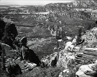 Record of vandalism, a half mile west of Neck Spring, Lee property beyond pine trees. Water matters involving Evan S. Lee.