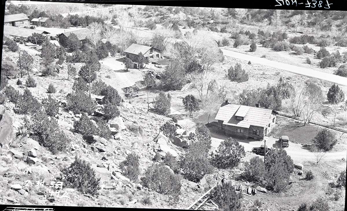 Building 1, Superintendent's residence, (right) and Building 2 (left) from above.