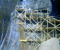 The Temple of Sinawava spring project - scaffolding construction and use.