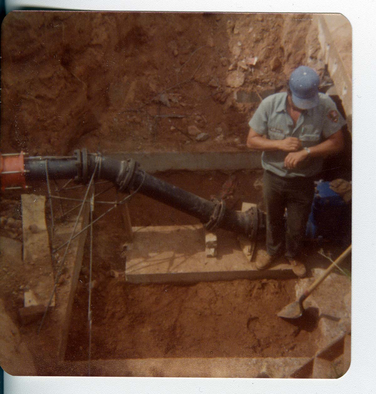The Springdale water pipeline during construction.