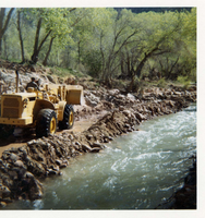 Color photos of channel clearing and bank stabilization along the Virgin River near Birch Creek.