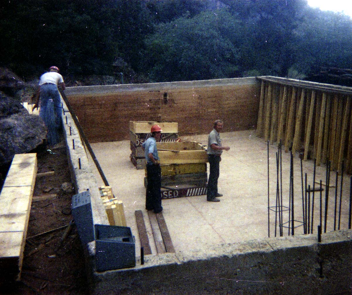 Workers during the construction of the Wiley Spring water vault.