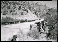 Highway Bridge over North Fork of Virgin River. Zion Canyon - Mt Carmel highway junction.