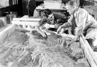 Two Western Museum Laboratory (WML) workers painting the Zion relief map.