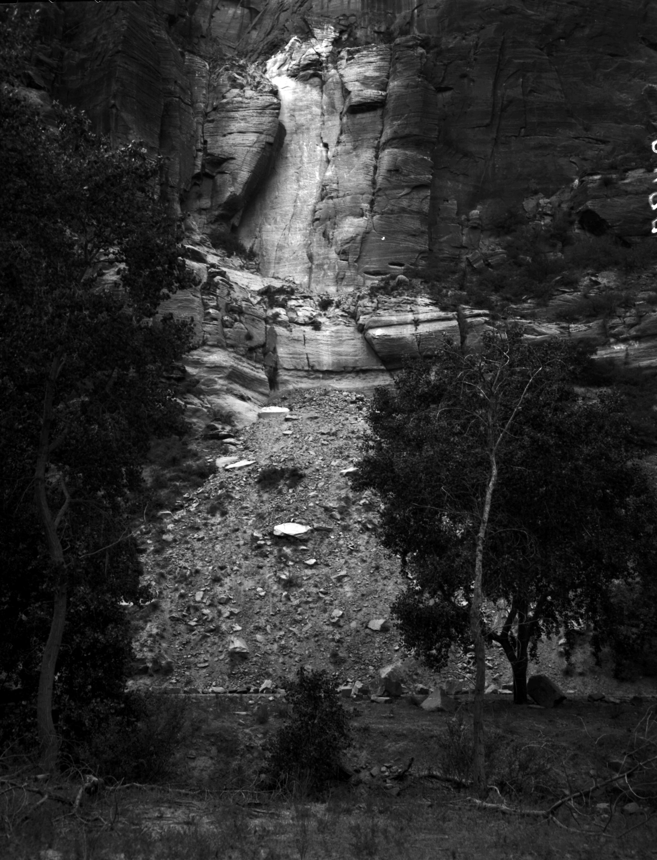 Collapsed Tunnel Gallery #3 (Zion-Mt. Carmel Highway) as result of rock fall. 6:35 a.m.