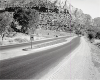 Traffic separator near Mission 66 Visitor Center and Museum. Project: realignment of Highway 1 (park highway).