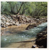 Color photos of channel clearing and bank stabilization along the Virgin River near Birch Creek.