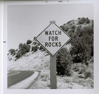 Road sign reading 'Watch for Rocks' in Kolob Canyon.