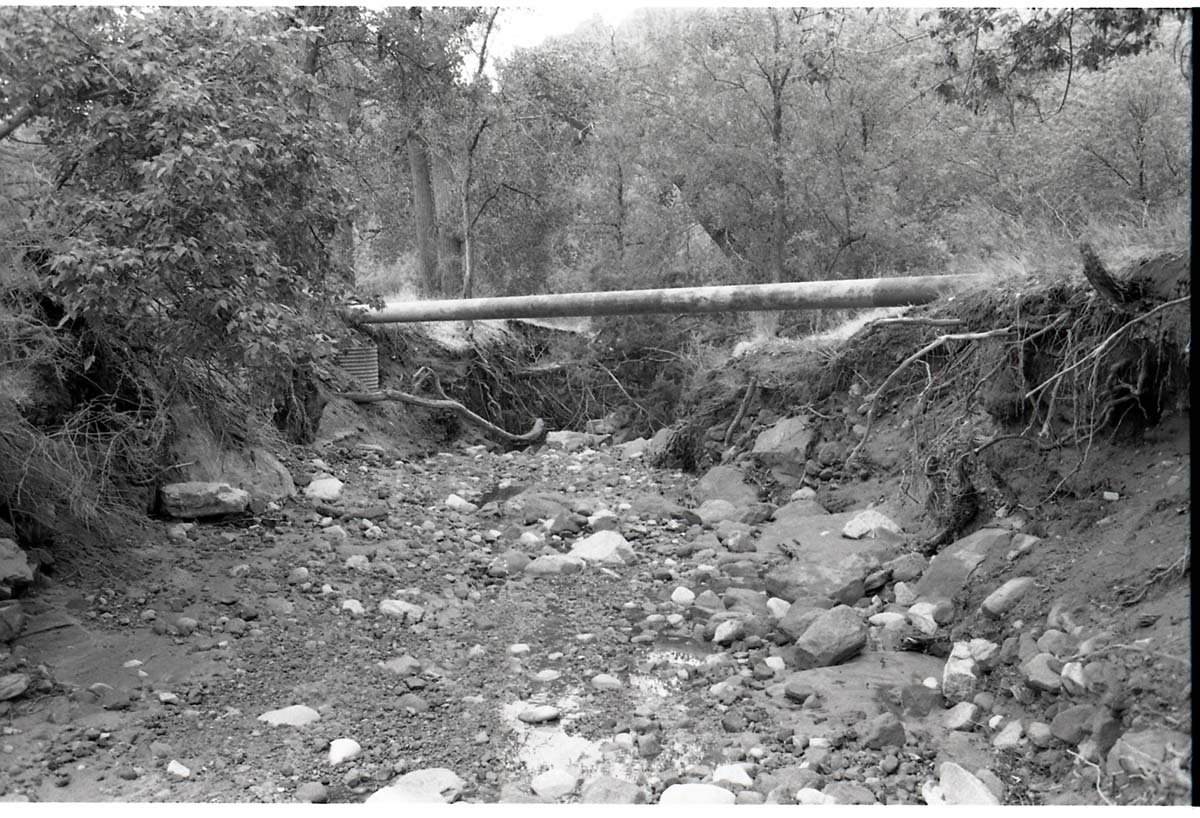BW Photos of the damage from the Oak Creek flash flood of 1989.