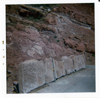 Section of the slide control wall along Kolob Canyon Road during construction.