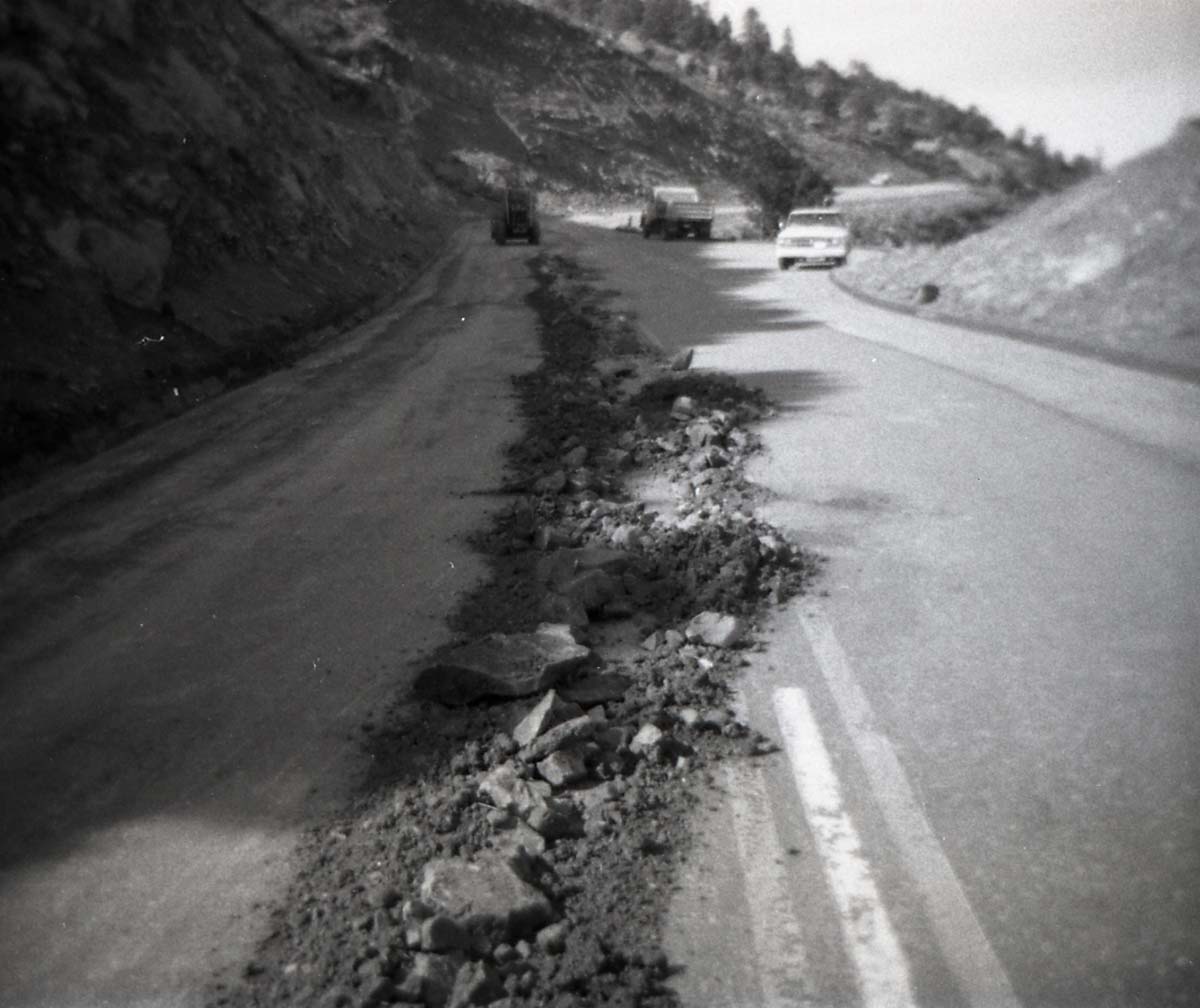 BW photos of rock slides in Kolob Canyons - 110mm.