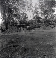 Piles of dirt during construction along the scenic canyon drive near the Grotto.
