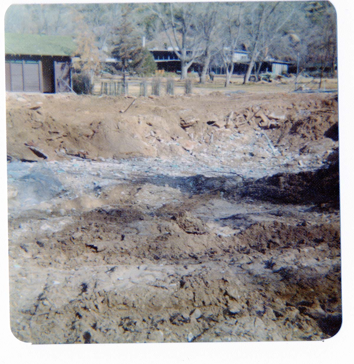 The destruction of the lodge pool and bathhouse.