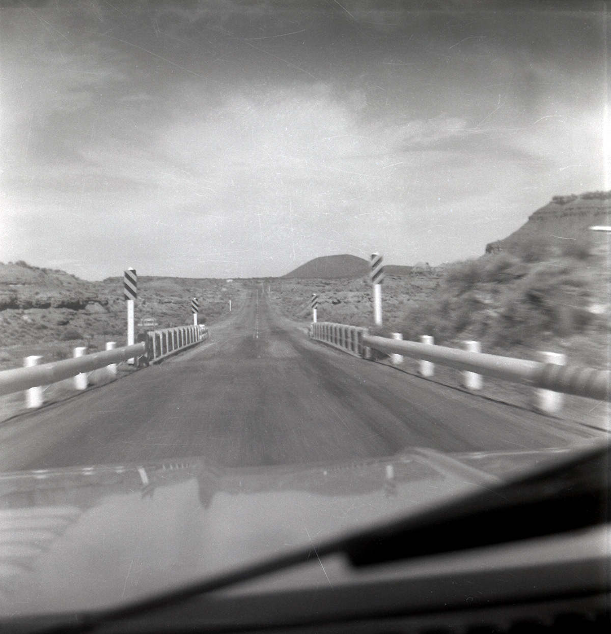 Road, railings, and landscape along State Route 9 (SR-9).