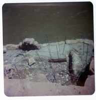 Construction materials during the arrival and replacement of the new Birch Creek footbridge.