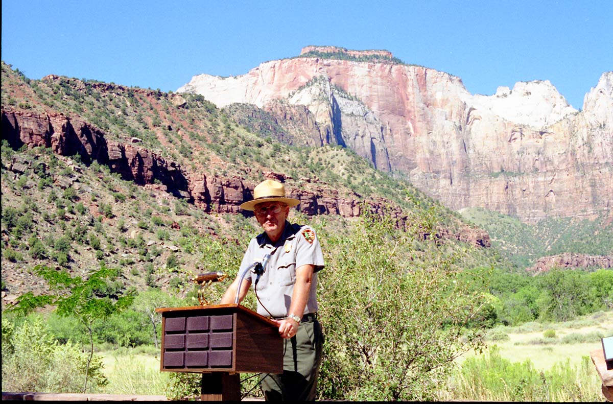Color Photos of the parks 72nd anniversary celebrations- cake cutting, barbecue, speakers.
