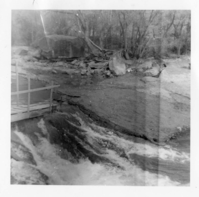 BW photo of the construction/modification of the Canyon Junction Spillway on the Virgin River.
