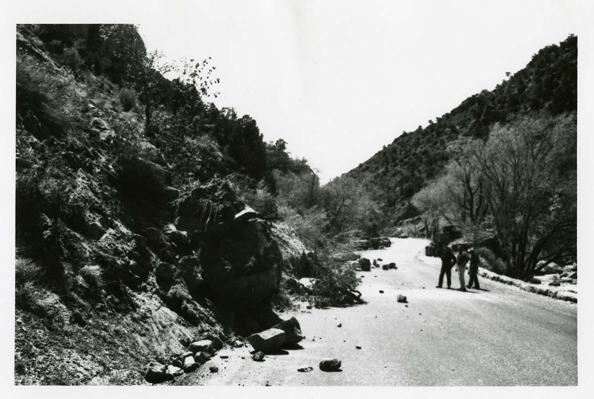 BW Photo of rock slide near echo rock - 35MM.