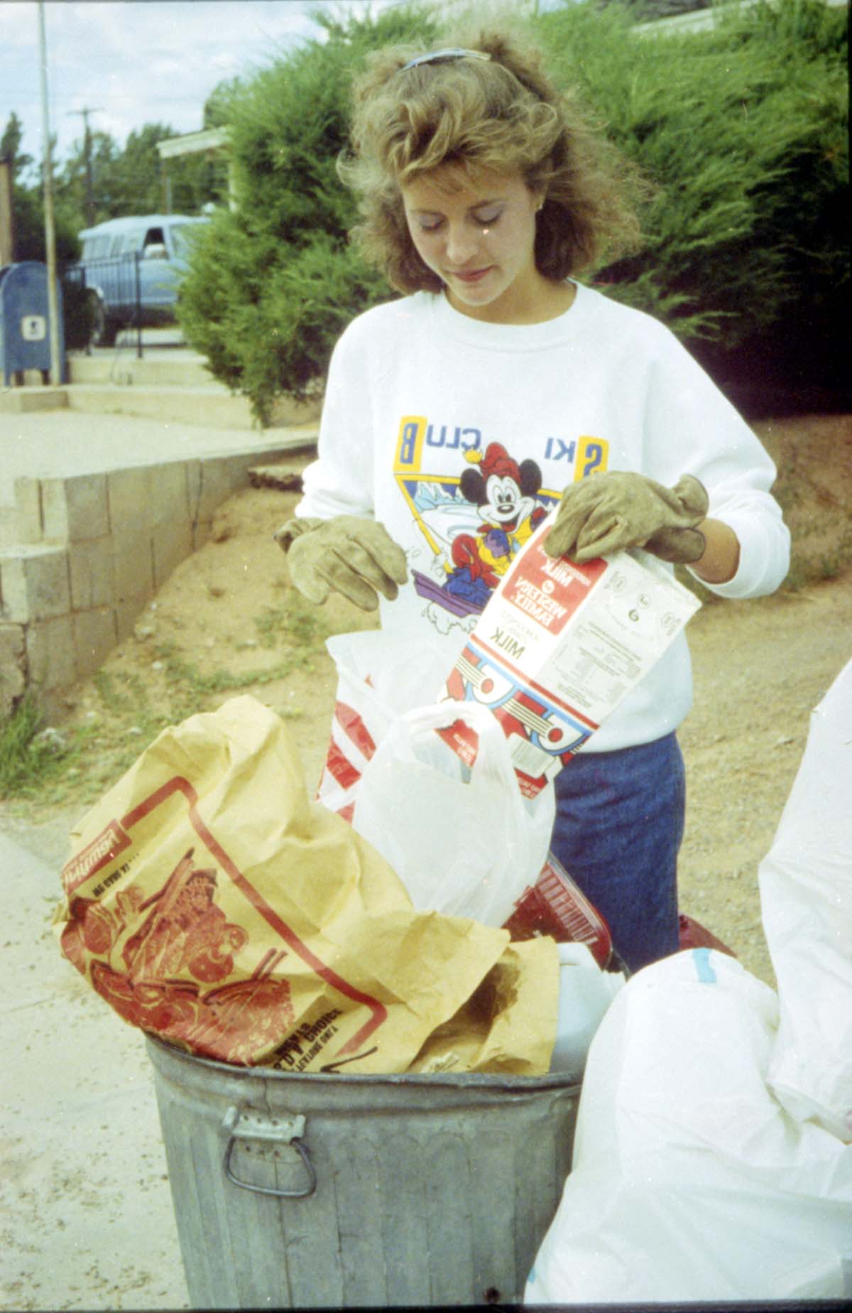 Woman helping during clean-up operations at the Kolob Visitor Center.