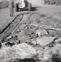 Broken slabs of road during construction near the Temple of Sinawava.