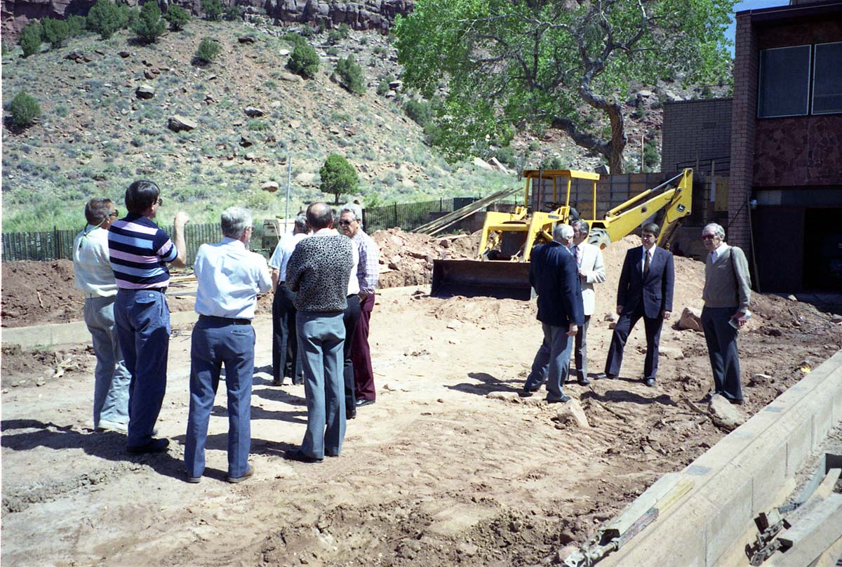 Color Photos of groundbreaking ceremony for remodeling of headquarters / visitor center building.