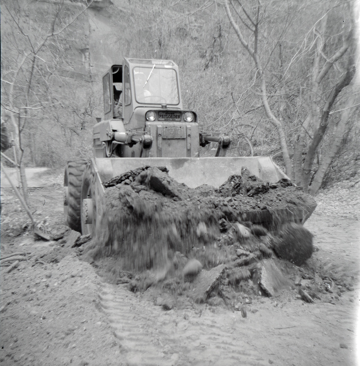 Excavator clearing the road for construction activities near the Temple of Sinawava.