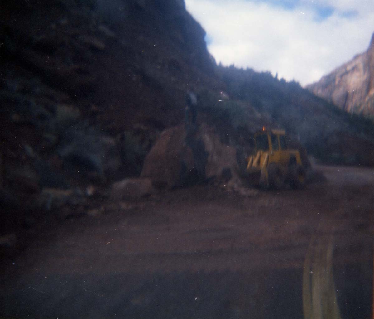 Color Photo of a rock slide along State Route 9 (SR-9).