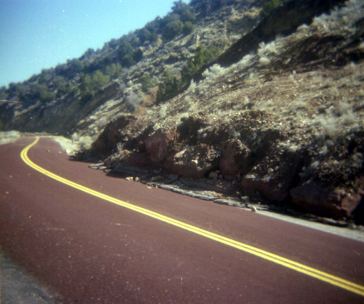 Color Photos of rock slides in Kolob Canyon.