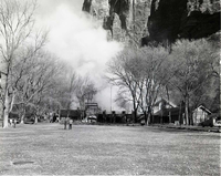 Destructive fire in the Zion Lodge.