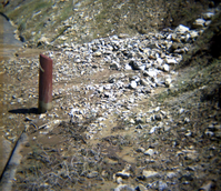 Color Photos of rock slides in Kolob Canyon.
