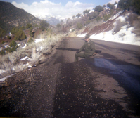 Color Photos of rock slides in Kolob Canyon.