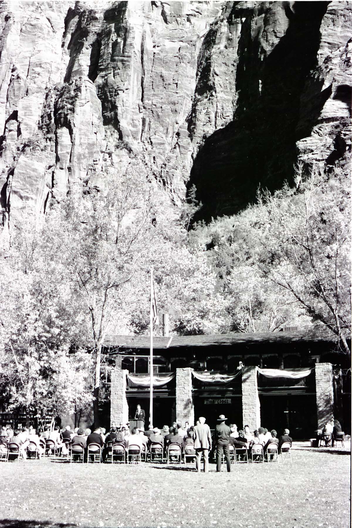 BW Photos of the Zion Lodge Rededication Ceremony.