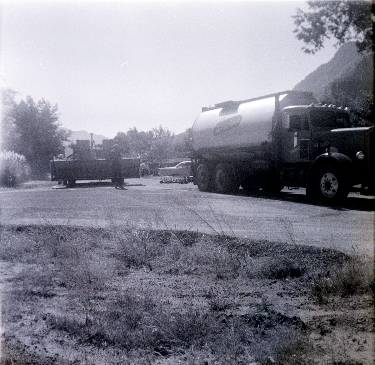 Construction vehicles during Pipe Spring road construction activities.