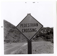 Sign reading 'Pedestrian Crossing' in Kolob Canyon.