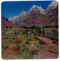Zion canyon during the construction of the Springdale water pipeline.