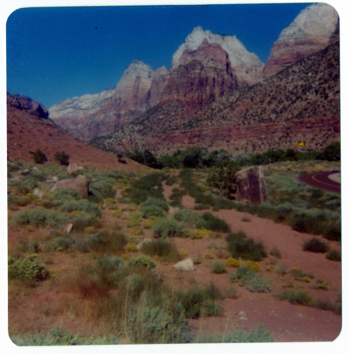 Zion canyon during the construction of the Springdale water pipeline.