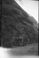 Maintenance equipment used on West Rim Trail construction project near ranger cabin and White Ledges.