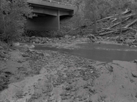 BW Photos of the damage from the Oak Creek flash flood of 1989.