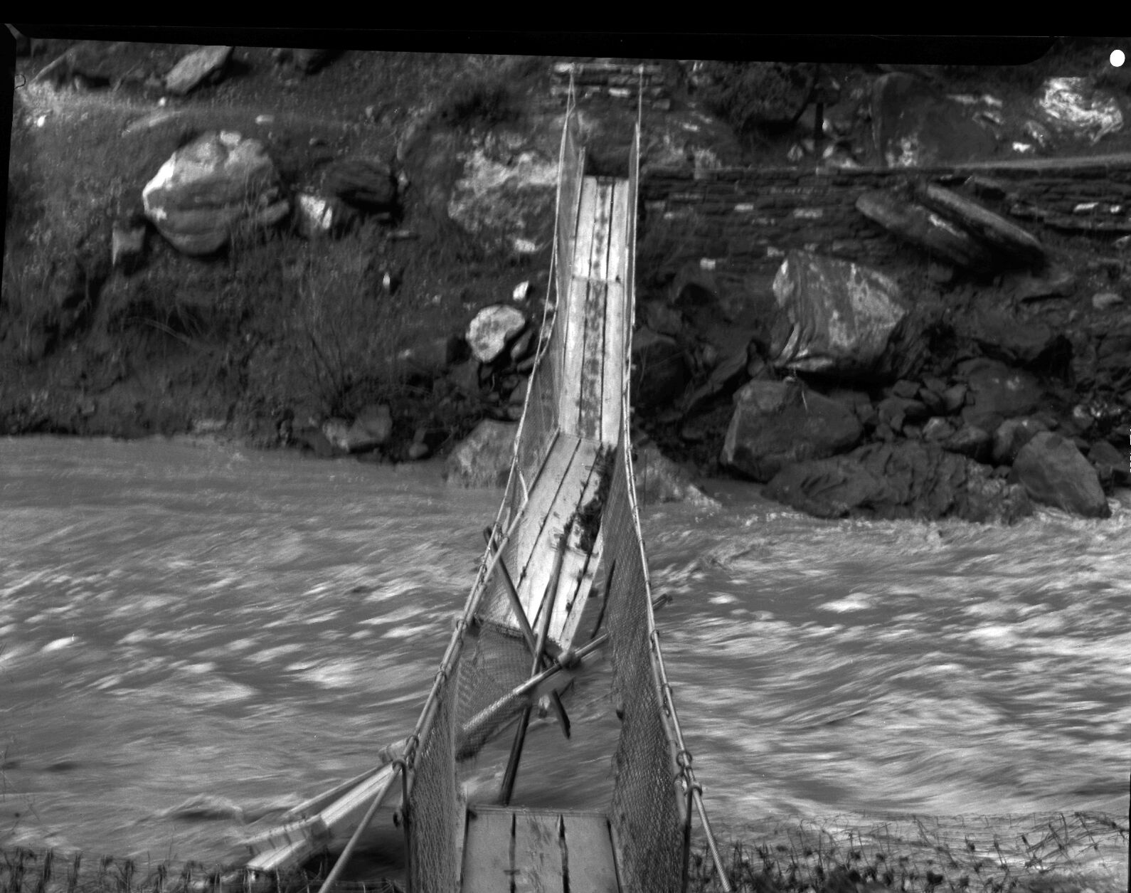 Flood damage - West Rim Trail bridge near Grotto Campground.