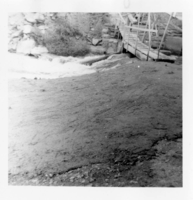 BW photo of the construction/modification of the Canyon Junction Spillway on the Virgin River.