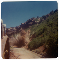 Dust cloud resulting from road work/repair in Kolob Canyon.