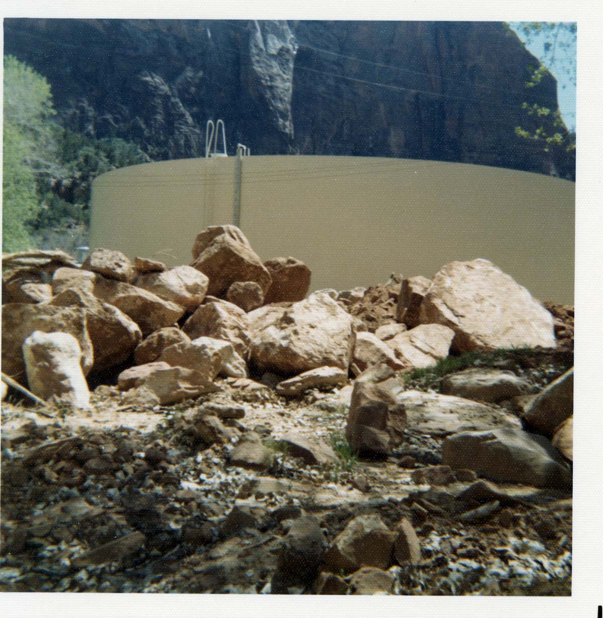 Color photos of channel clearing and bank stabilization along the Virgin River near Birch Creek.