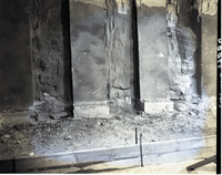 Shattered condition of tunnel wall, illustrating need for repair and danger of work of removing debris from footings.