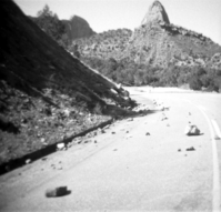BW photos of rock slides in Kolob Canyons - 110mm.