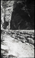 Stone retaining wall along West Rim Trail, Refrigerator Canyon.