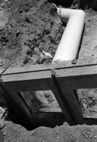 Underground pipe system during the construction of headquarters addition.