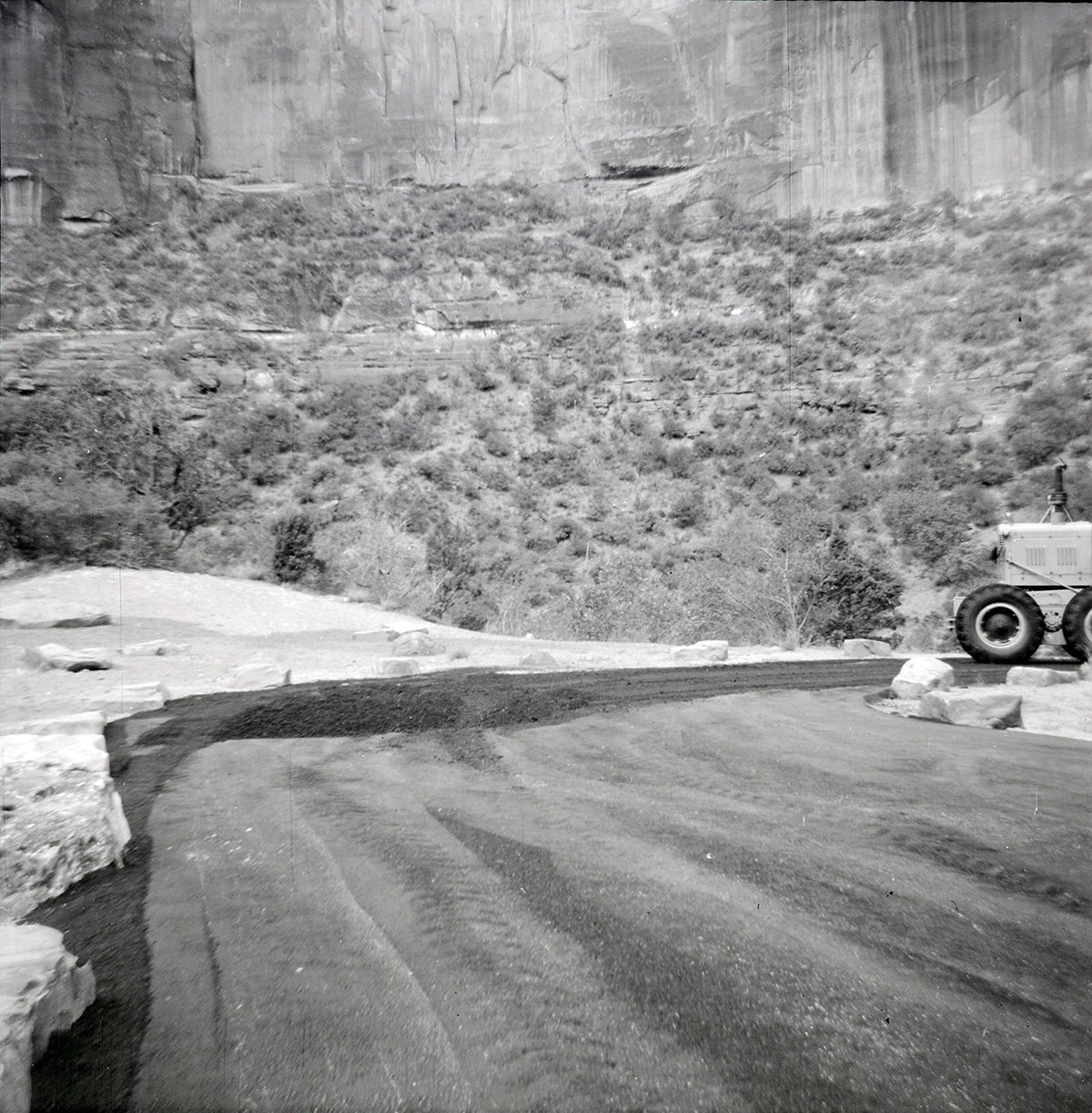 Road work on the Great White Throne parking area.
