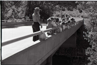 BW Photos of Junior Ranger Activities in Zion. On vehicle bridge near Watchman Housing Area.