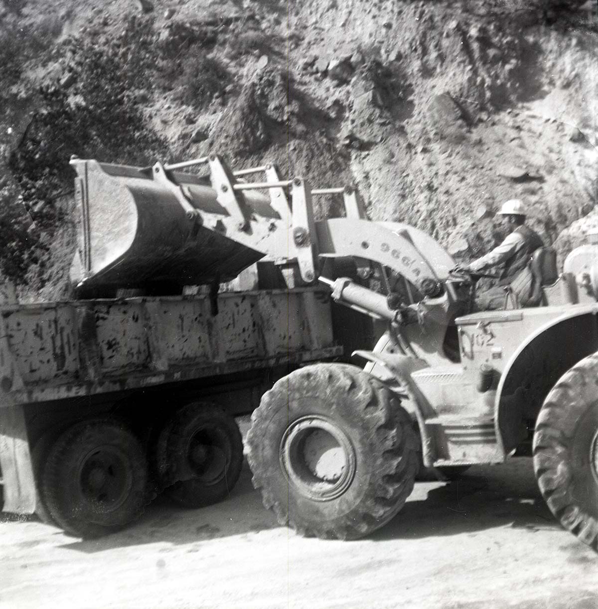 BW photo of rock slide near Echo Rock - 2.5" x 2.5".
