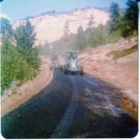 Asphalt being laid during the construction of the Kolob Terrace Road.
